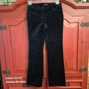 White House Black Market 2R Boot Leg Black Velvet Pants WHBM Worn One Time EUC